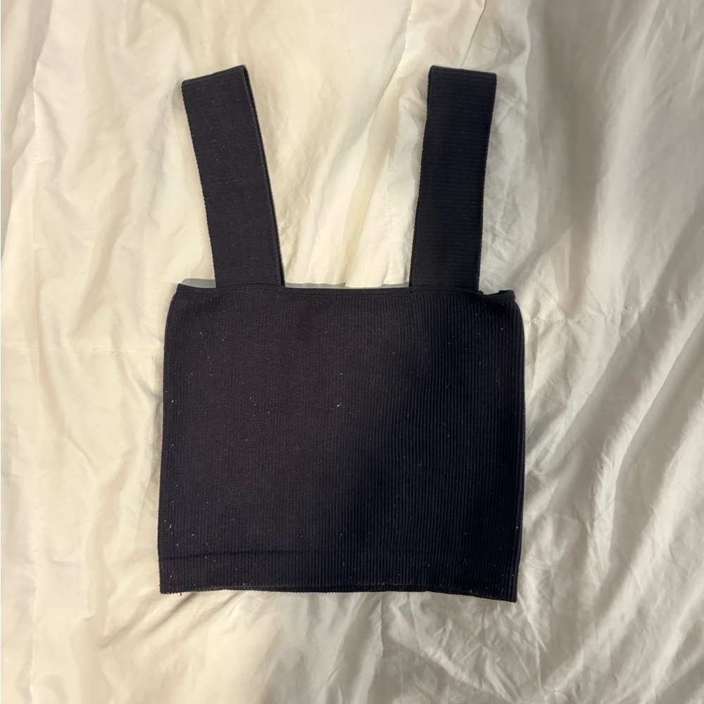 Black Ribbed Crop Top